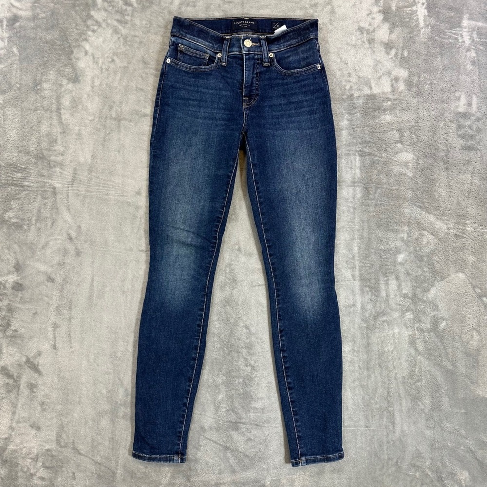 Lucky Brand Ava Mid Rise Super Skinny Jeans Womens Size 0/25 Blue Dark Wash - Picture 1 of 8